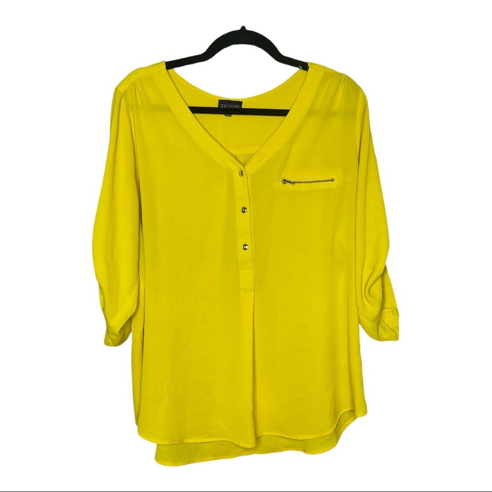 Zenobia Women’s Pullover Blouse | Yellow | 3xl